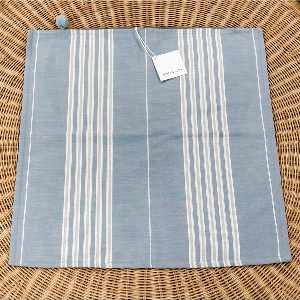 NEW Serena & Lily Perennials® Lake Stripe Pillow Cover (22” SQ)-Coastal/Sky - Picture 2 of 2